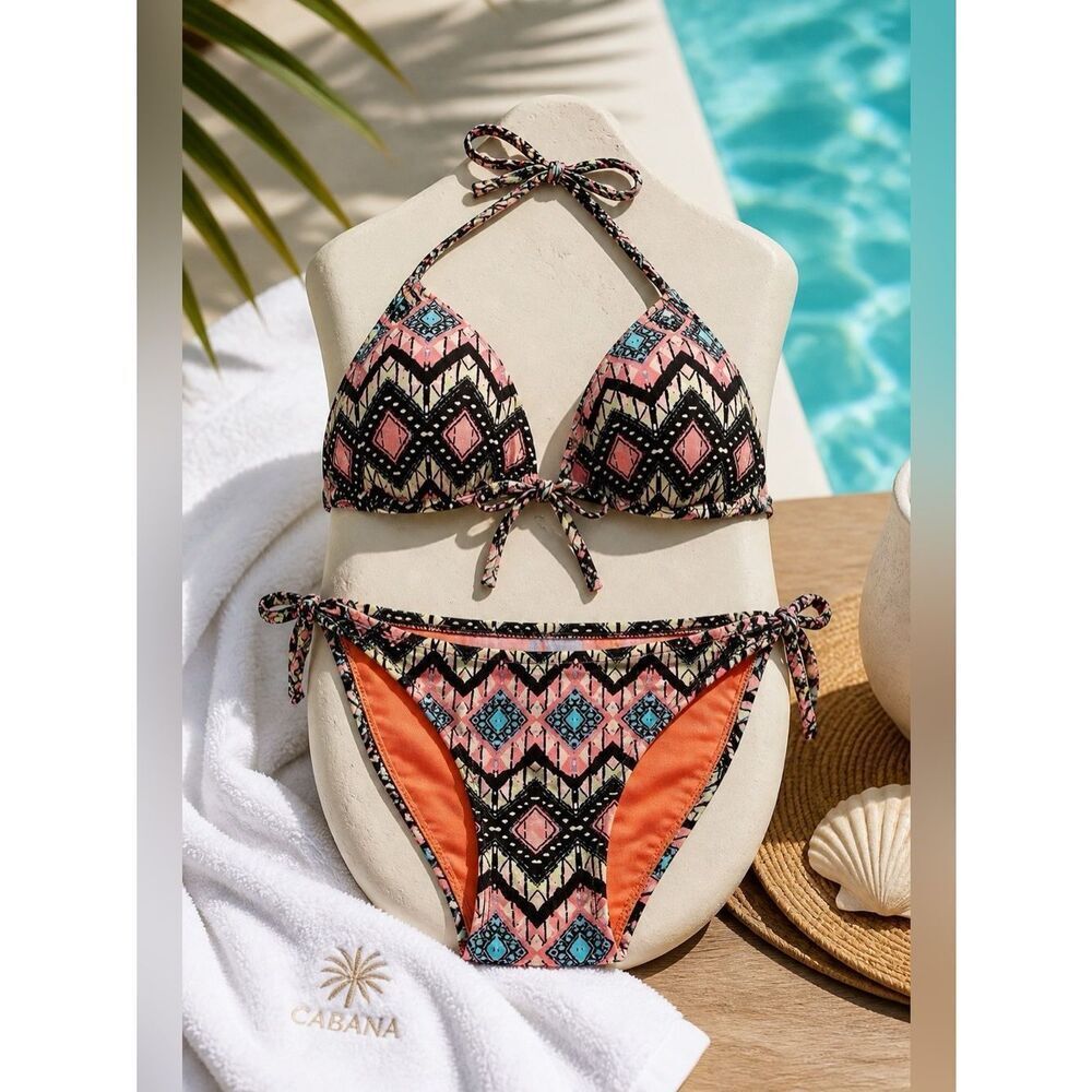 GEOMETRIC BRIGHT COLOR BIKINI by XHILARATION